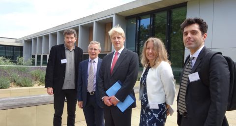 Jo Johnson, Minister for Universities and Science, Andrew Thompson, RCUK Global Challenges Research Fund Champion and Dr Amanda Collis, BBSRC Executive Director, Science