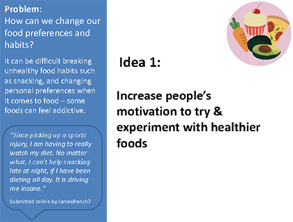 Increase people's motivation to try and experiment with healthier foods